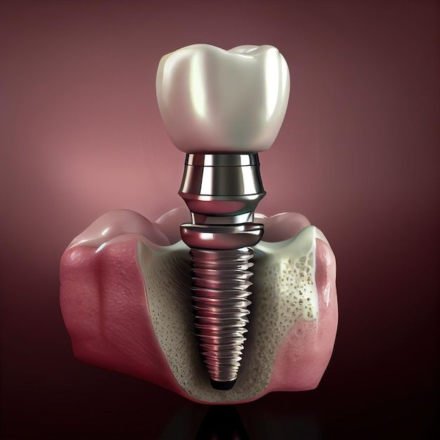 Detalhe elegante representando implantes dentários
